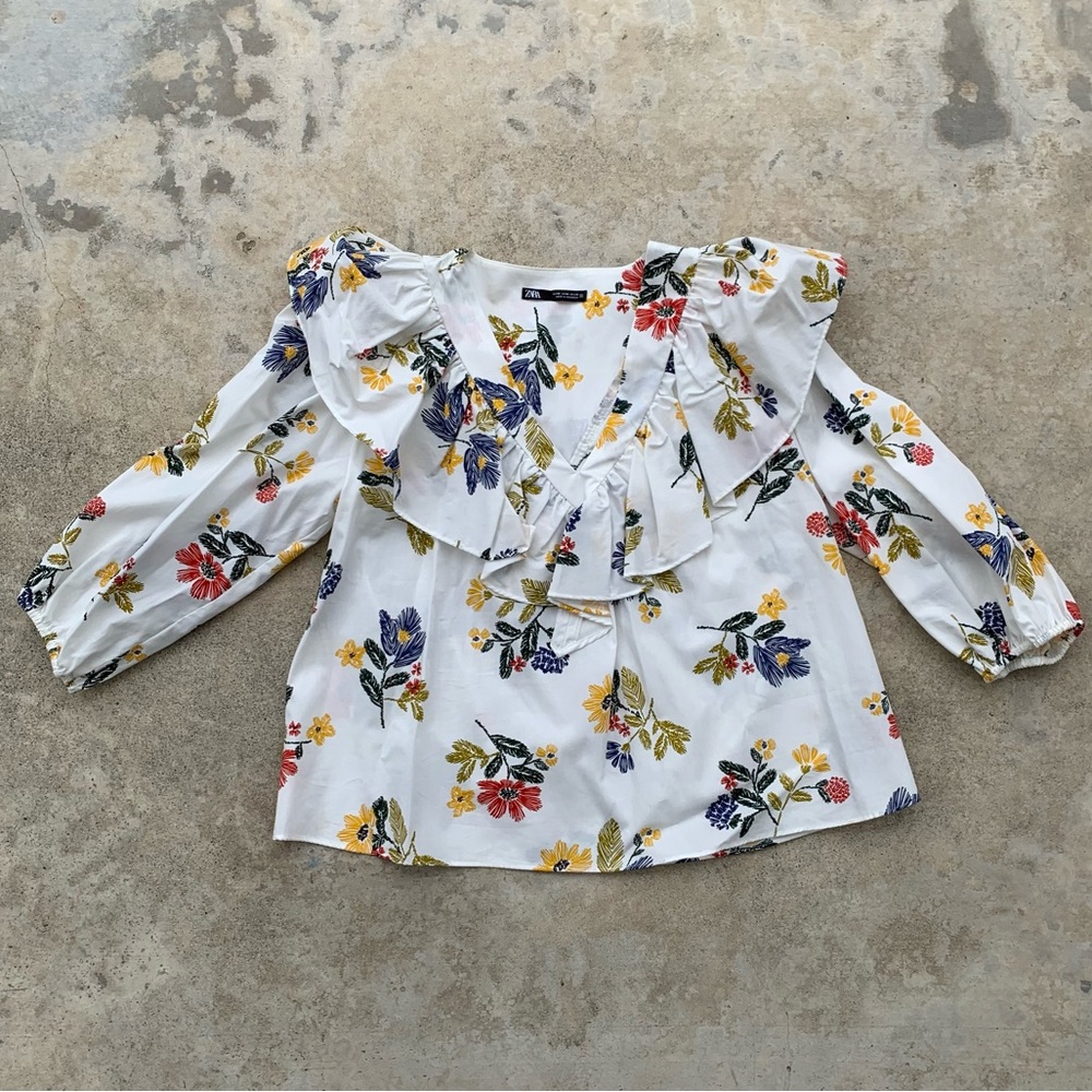 Zara Womens Flower Print Blouse